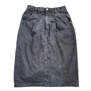 Vintage CARLYLE black denim jean pencil skirt made in USA Tagged Size 11